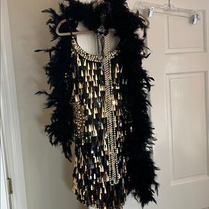 Halloween costume.  Flapper.  Beaded dress